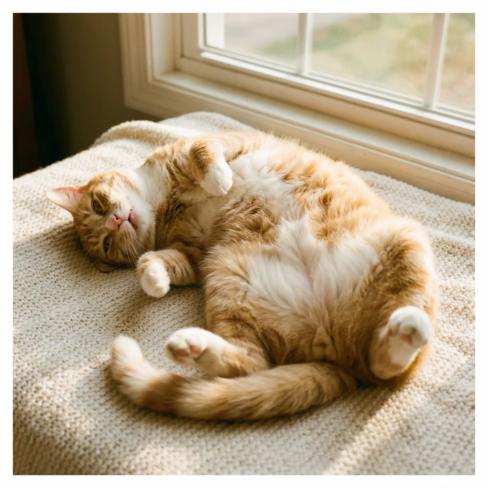 猫咪仰躺露出肚皮 - 情侣做爱